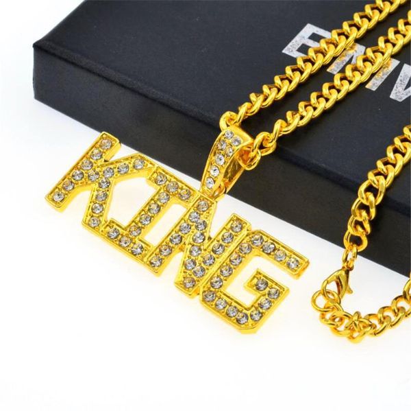 pendant necklaces hip hop european and american trend men's king letter necklace, Silver
